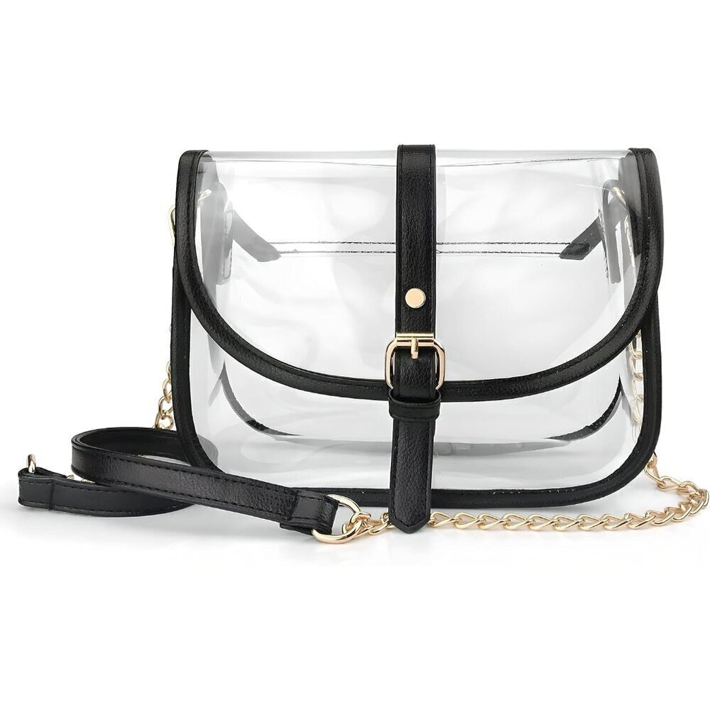 Clear Saddle Crossbody Bag Faux Leather Small Waterproof Women